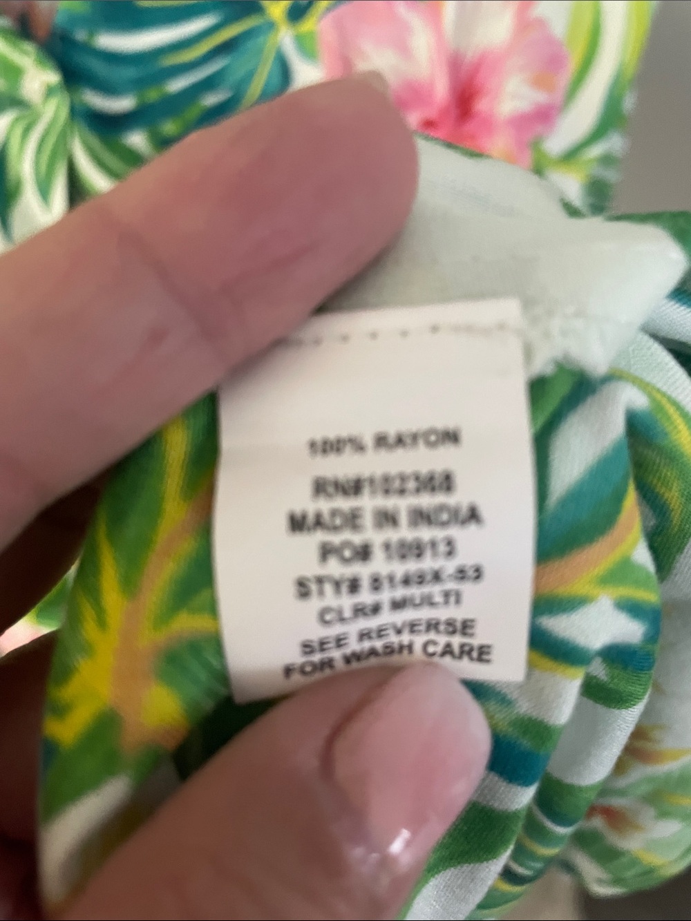 Tropical Floral Button-Front Swim Coverup - White with Pink & Green - Picture 4 of 8
